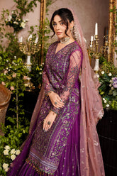 Luxury Embroidered Net Unstitched 3PC Suit By Maryams
