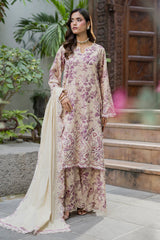 ZELLBURY ChikanKari Embroidered Shirt Shalwar Dupatta 3PC 4064
