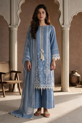 ZELLBURY | Embroidered Cotton 3PC 0062