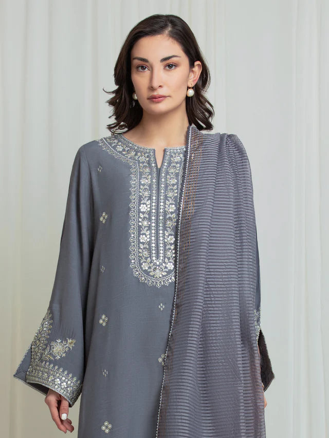 Festive Embroidered | Unstitched Embroidered Silk Suit 3PC