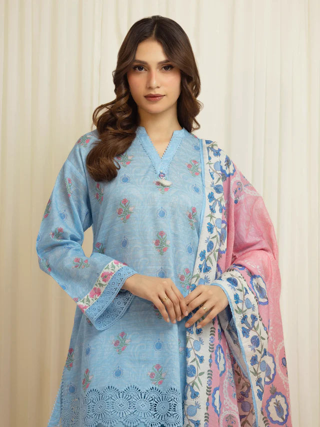 MERAK ZARI | Unstitched 3PC lawn  EWU6M6-052-3P