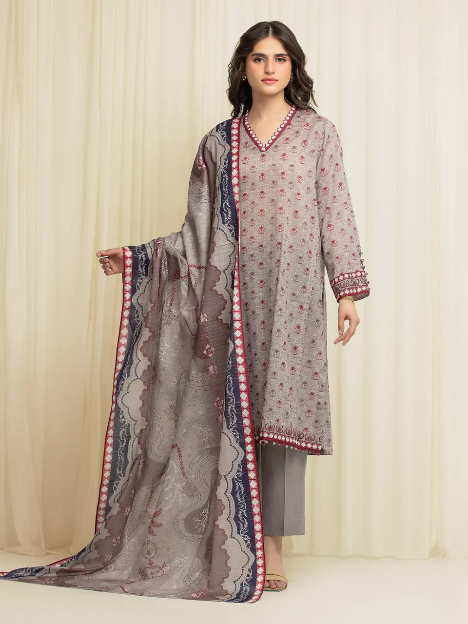 MERAK ZARI | Unstitched 3PC lawn  EWU6M6-039-3P