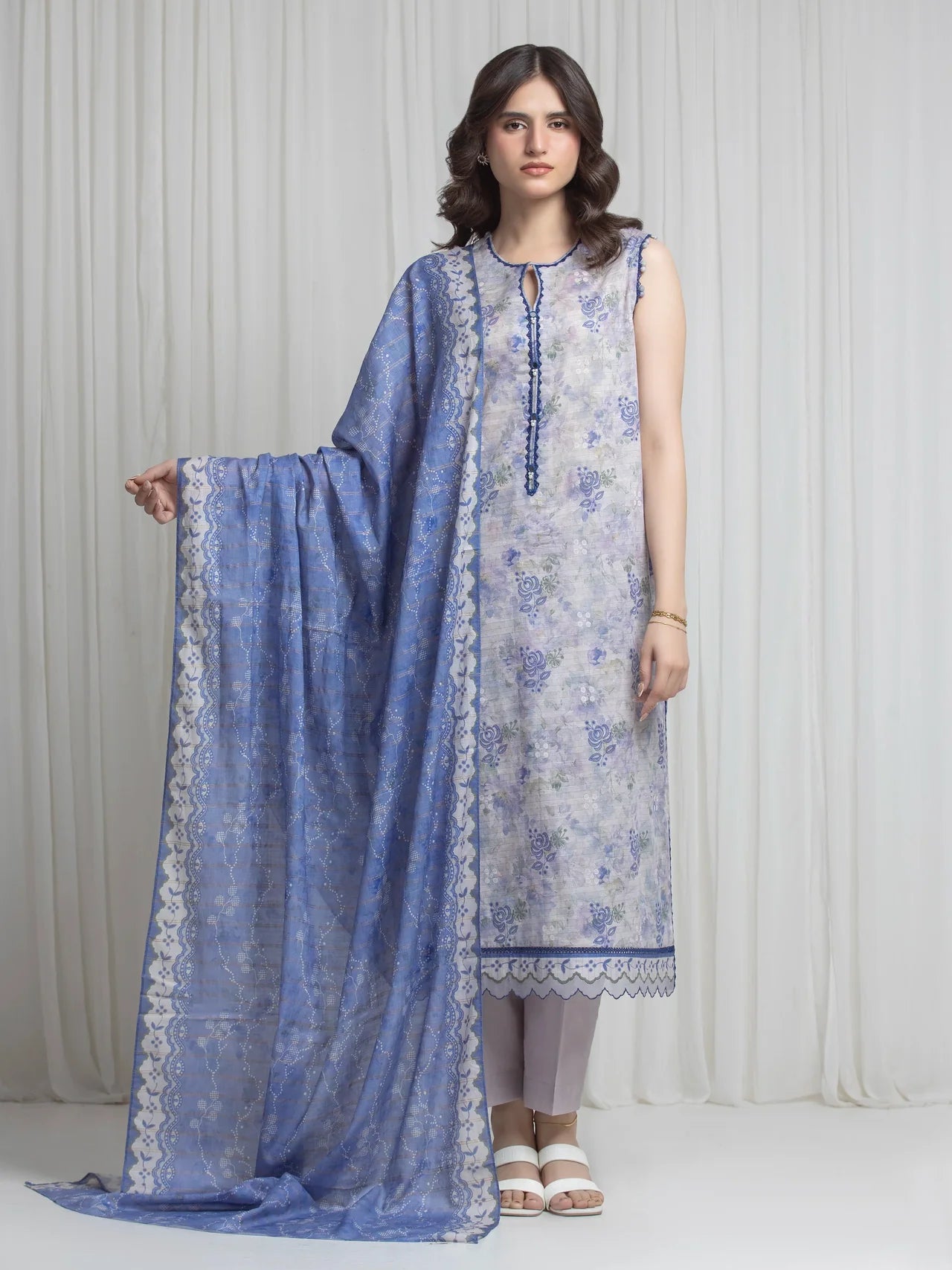 MERAK ZARI | Unstitched 3PC lawn  EWU6M6-091-3P