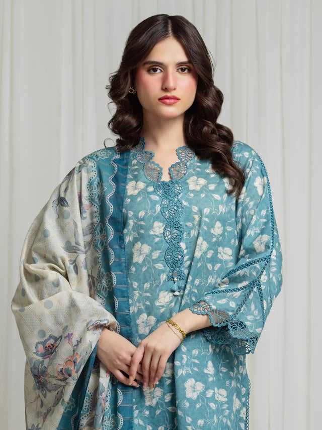 MERAK ZARI | Unstitched 3PC lawn  EWU6M6-097-3P