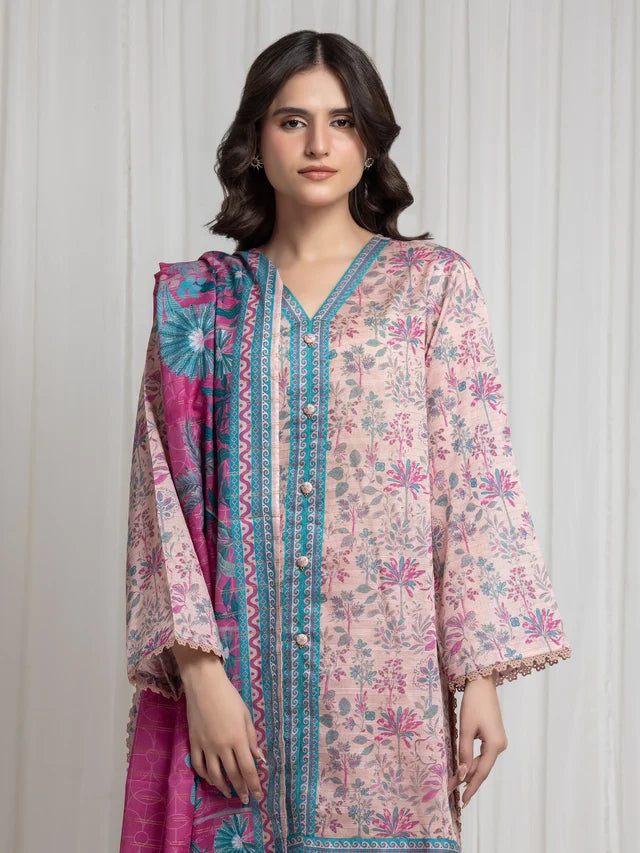 MERAK ZARI | Unstitched 3PC lawn  EWU6M6-056-3P