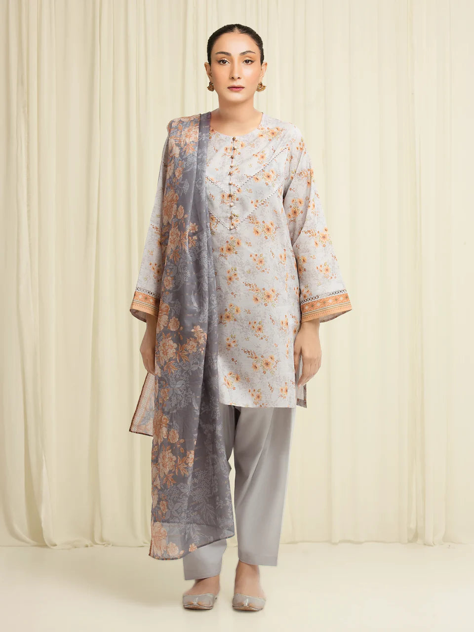 MERAK ZARI | Unstitched 3PC lawn  -EWU6M6-045-3P