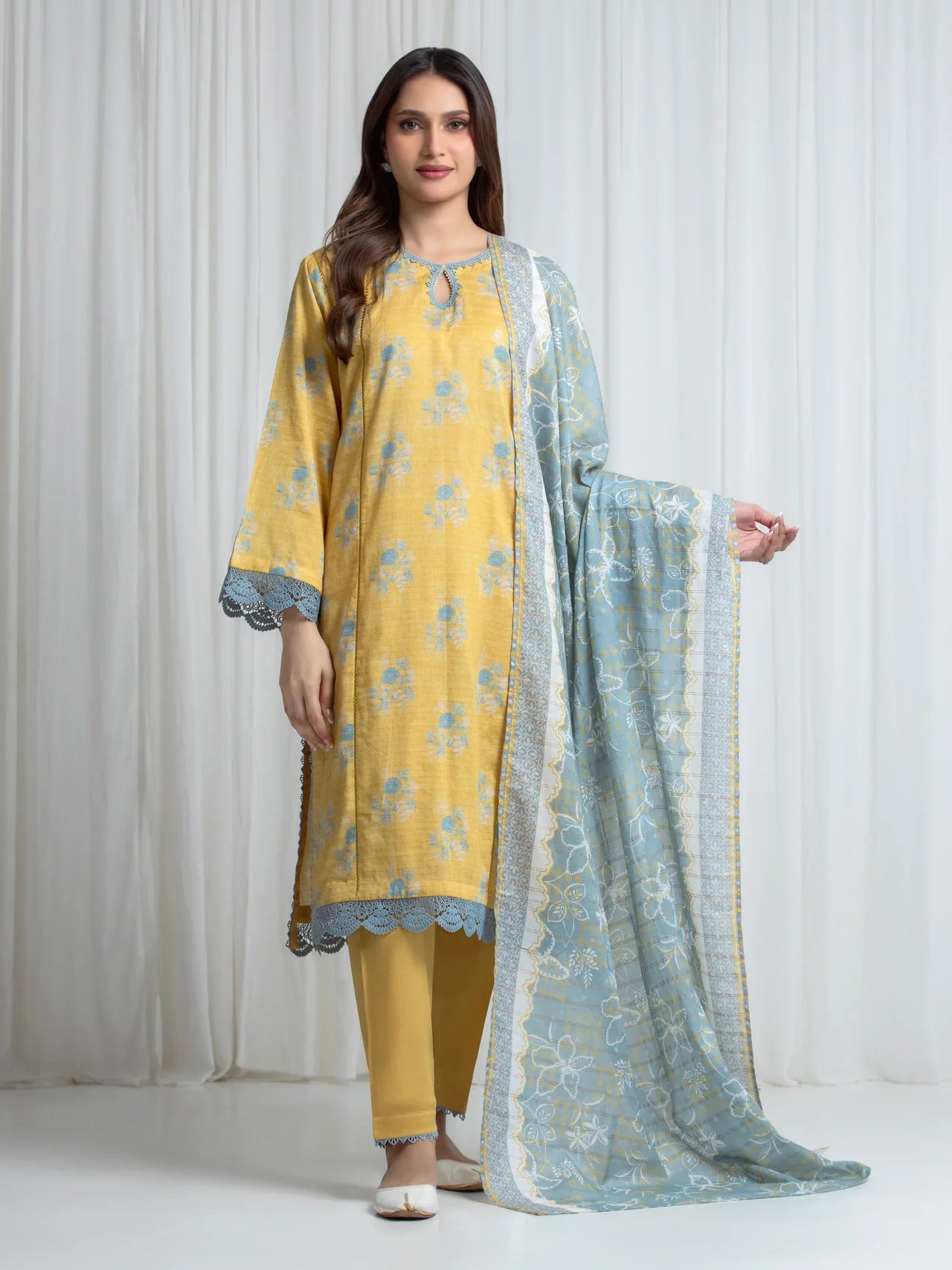 MERAK ZARI | Unstitched 3PC lawn  EWU6M6-088-3P