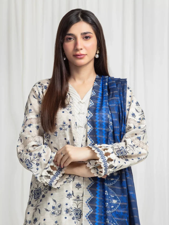 MERAK ZARI | Unstitched 3PC lawn  EWU6M6-069-3P