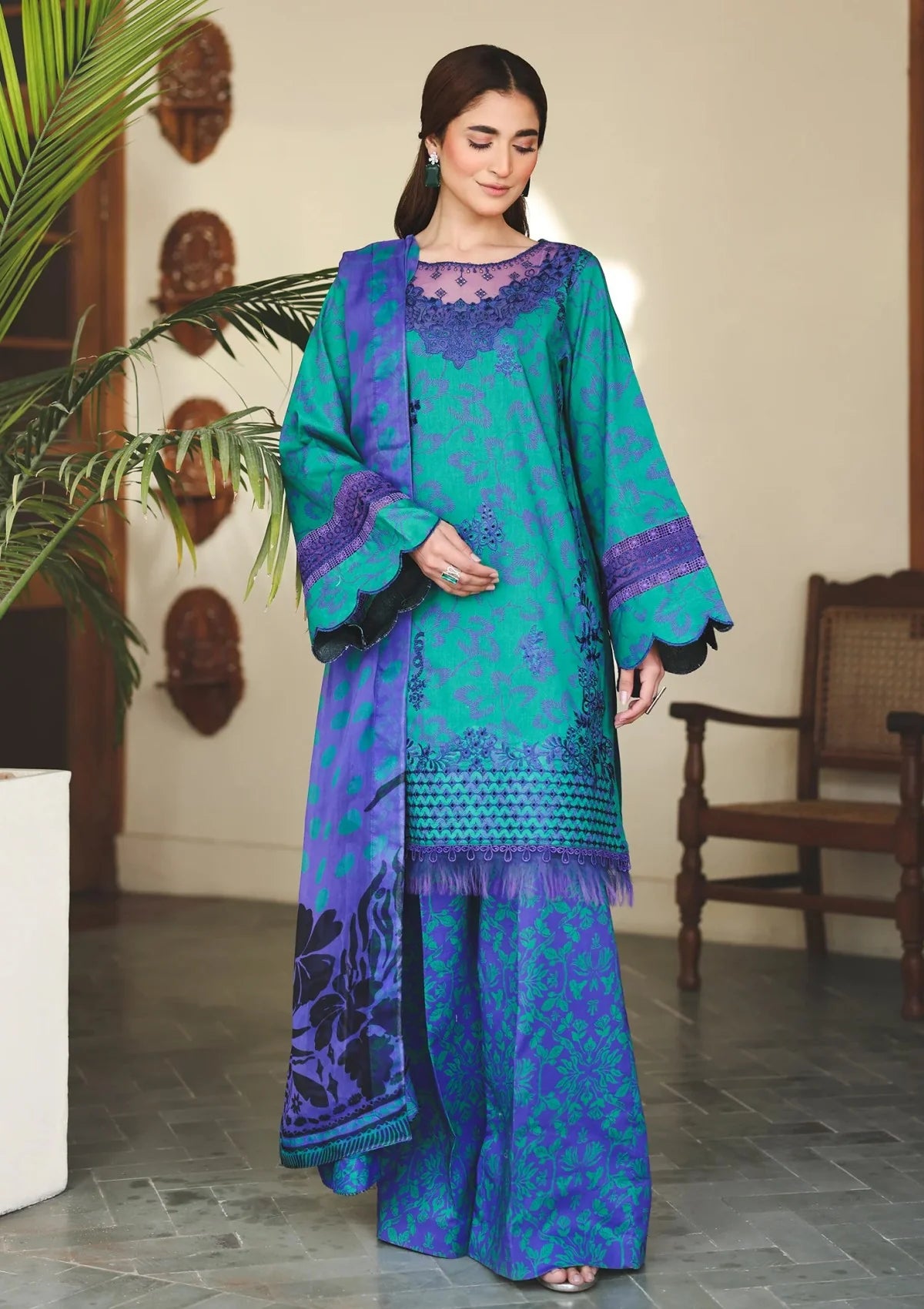 Premium Embroidered Aykez 3PC Unstitched Lawn By Zinnia By Raaya