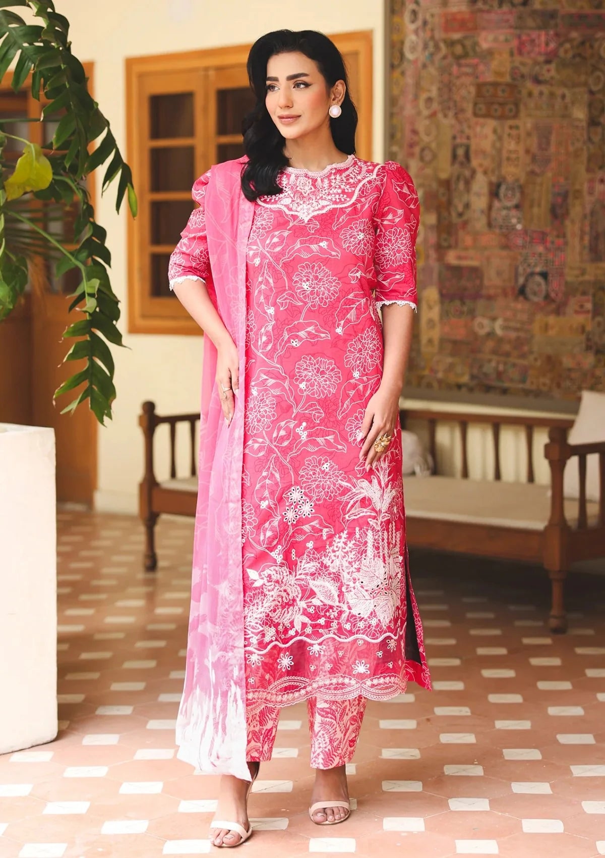 Premium Embroidered Dahlia 3PC Unstitched Lawn By Zinnia By Raaya