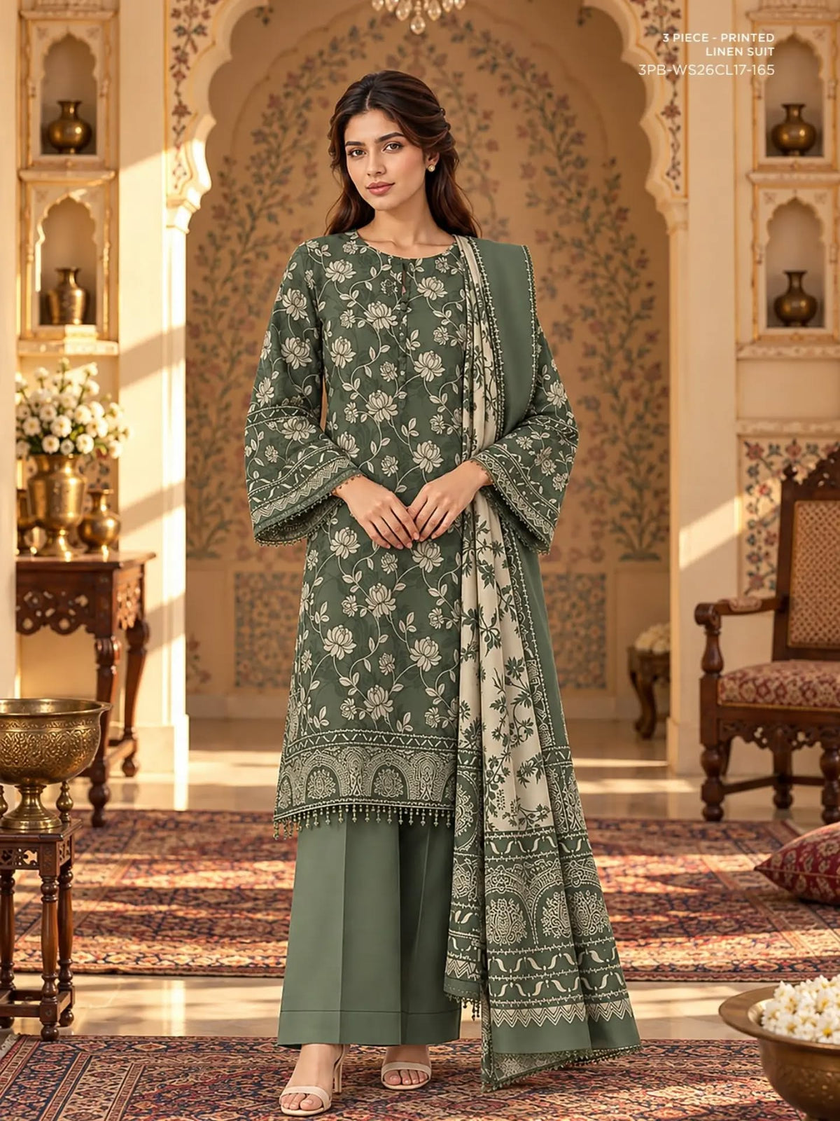 Sapphire Printed Linen 3PC | 3PB-WS26CL17-165