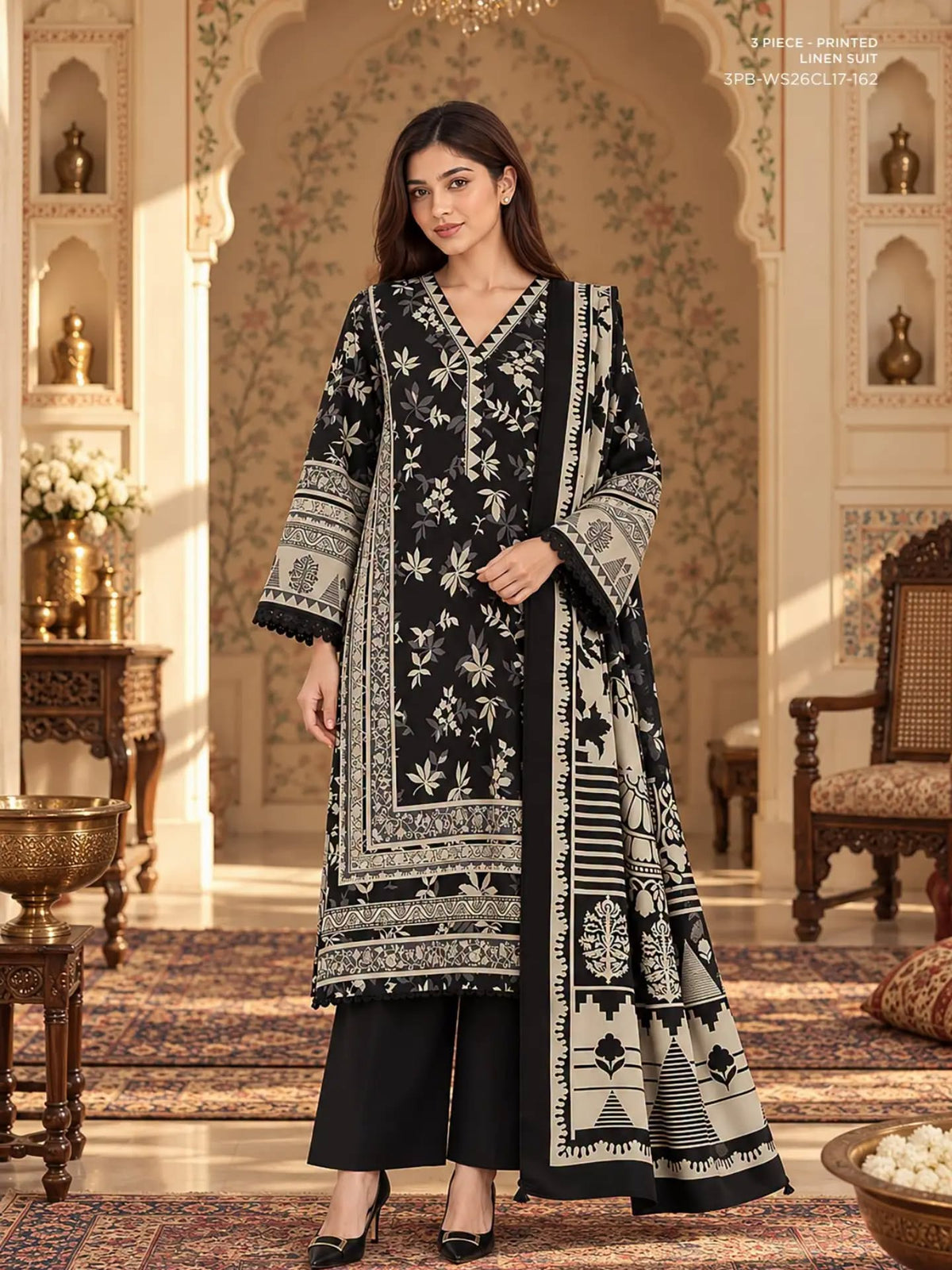 Sapphire Printed Linen 3PC | 3PB-WS26CL17-162
