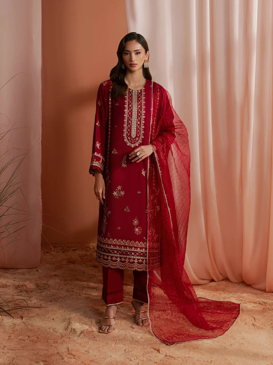 Festive Embroidered Karandi  | Unstitched 3PC lawn EWU6V22-32091-3P