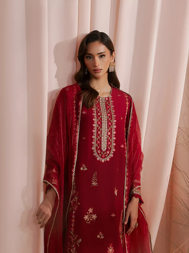 Festive Embroidered Karandi  | Unstitched 3PC lawn EWU6V22-32091-3P