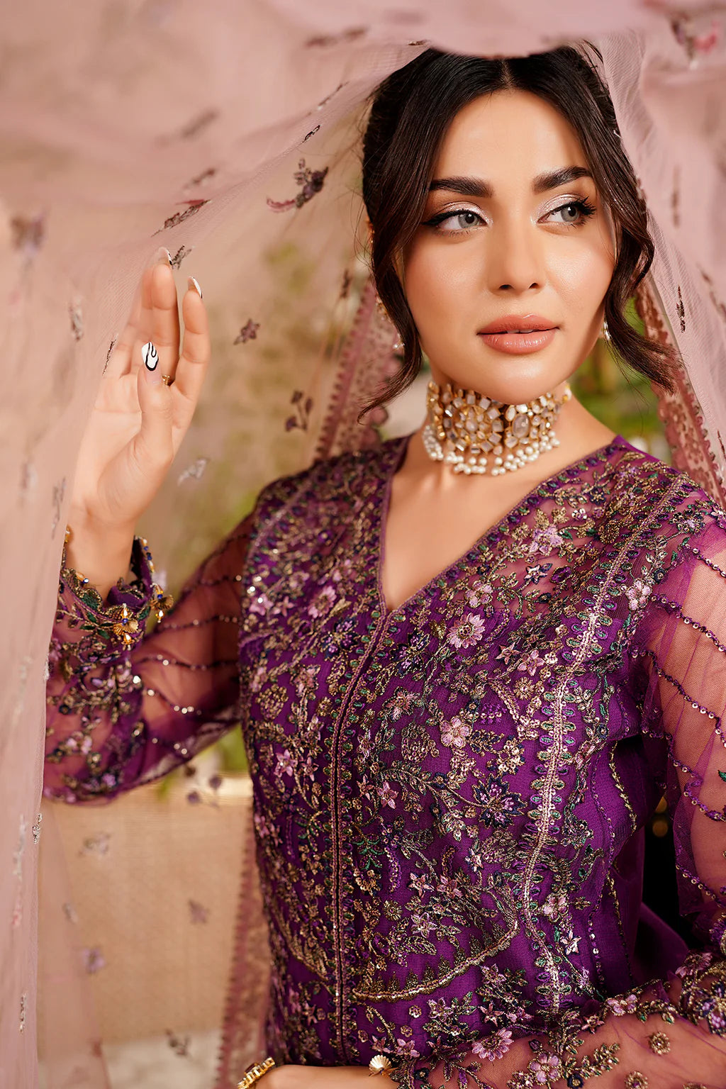Luxury Embroidered Net Unstitched 3PC Suit By Maryams