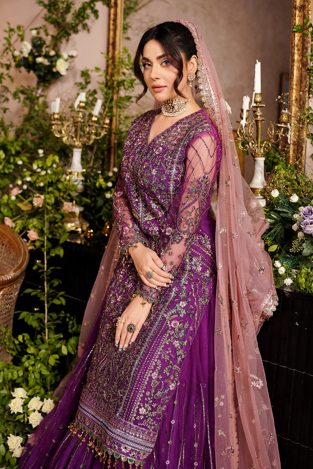 Luxury Embroidered Net Unstitched 3PC Suit By Maryams
