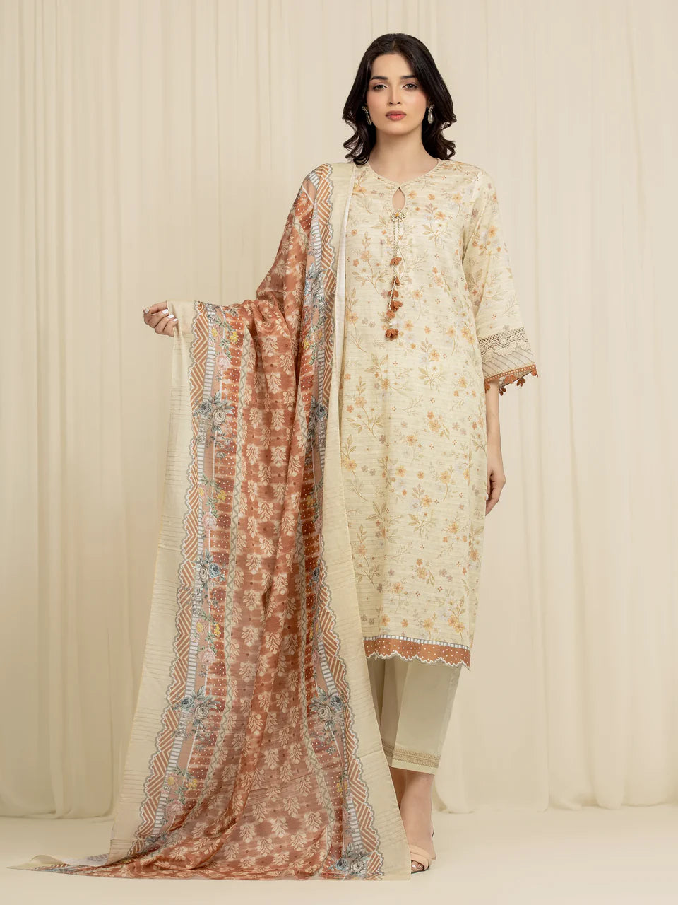 MERAK ZARI | Unstitched 3PC lawn  EWU6M6-026-3P
