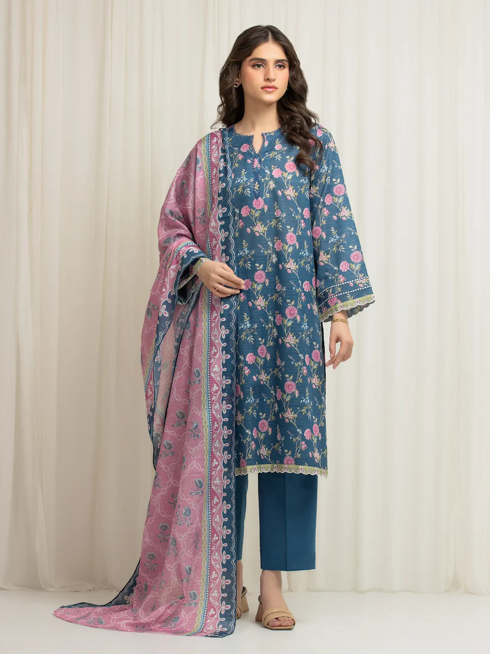 MERAK ZARI | Unstitched 3PC lawn  EWU6M6-037-3P