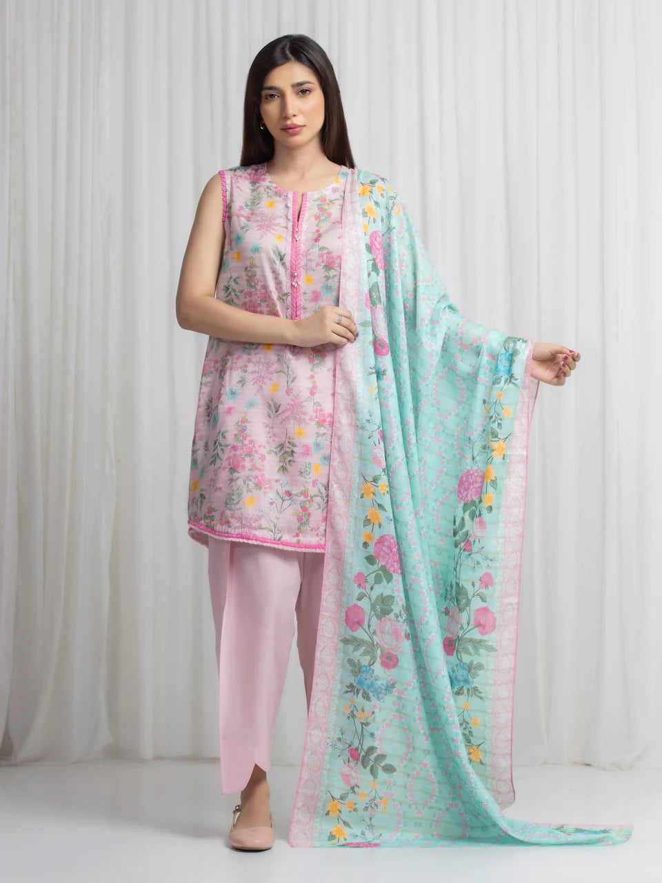 MERAK ZARI | Unstitched 3PC lawn  EWU6M6-062-3P