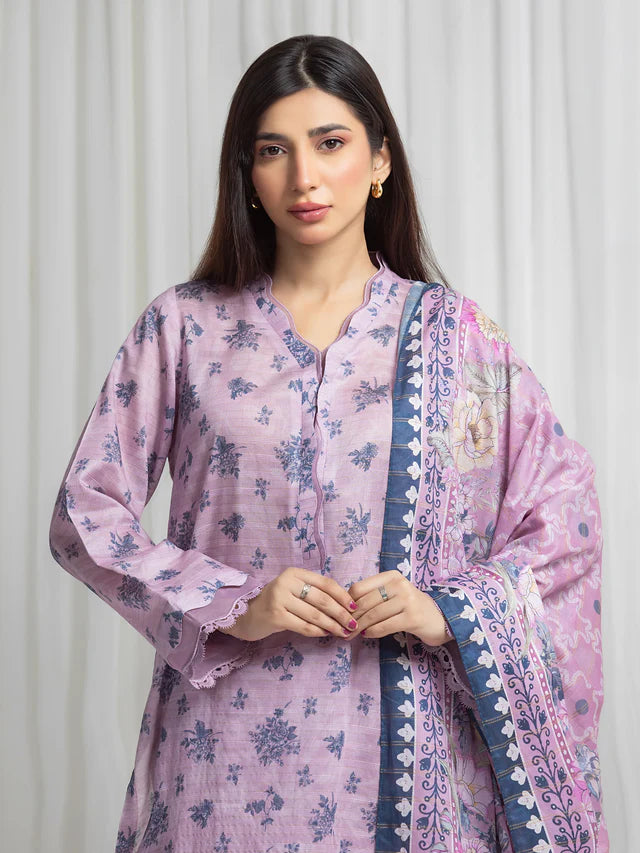 MERAK ZARI | Unstitched 3PC lawn  EWU6M6-067-3P