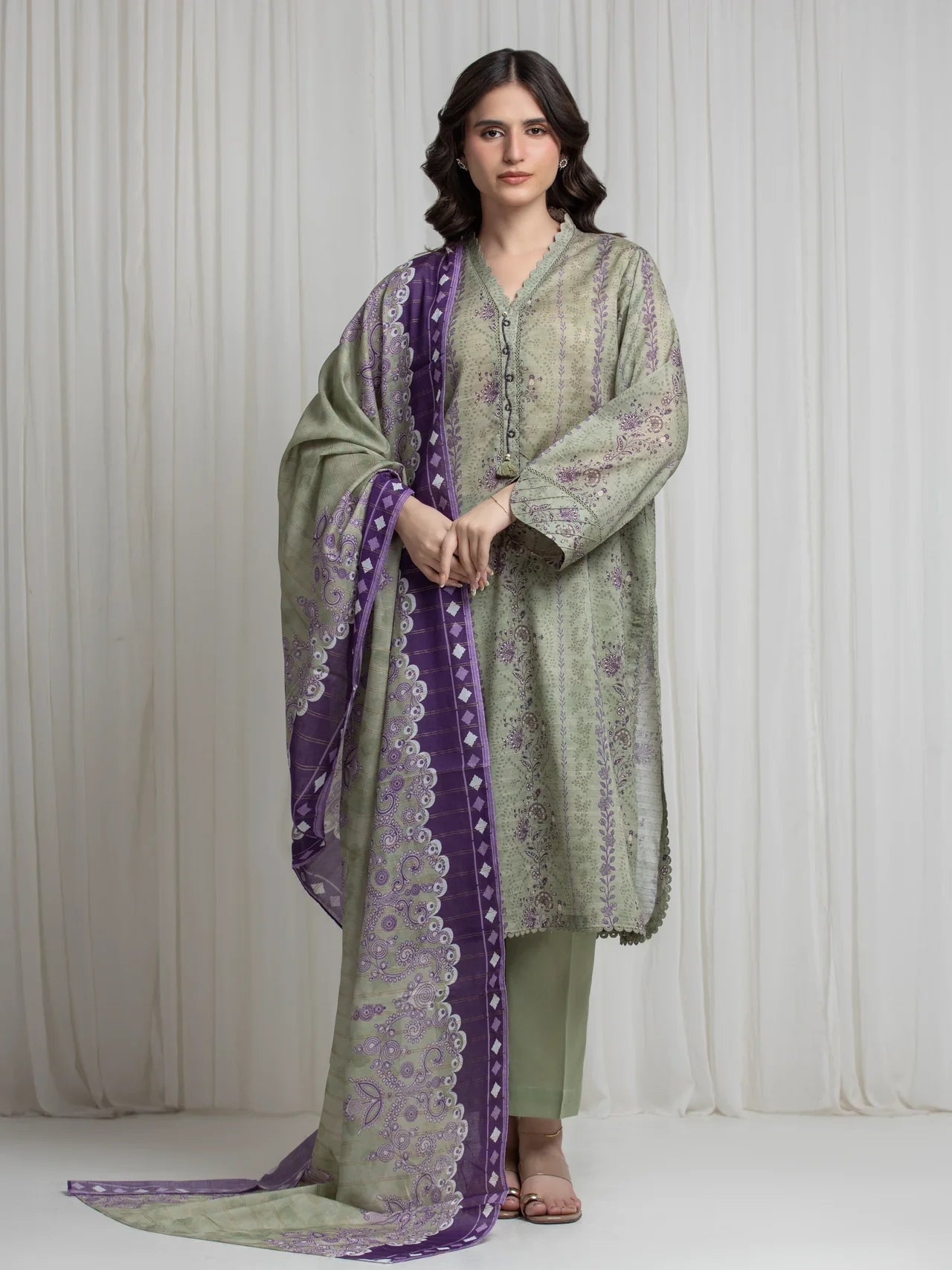 MERAK ZARI | Unstitched 3PC lawn EWU6M6-074-3P