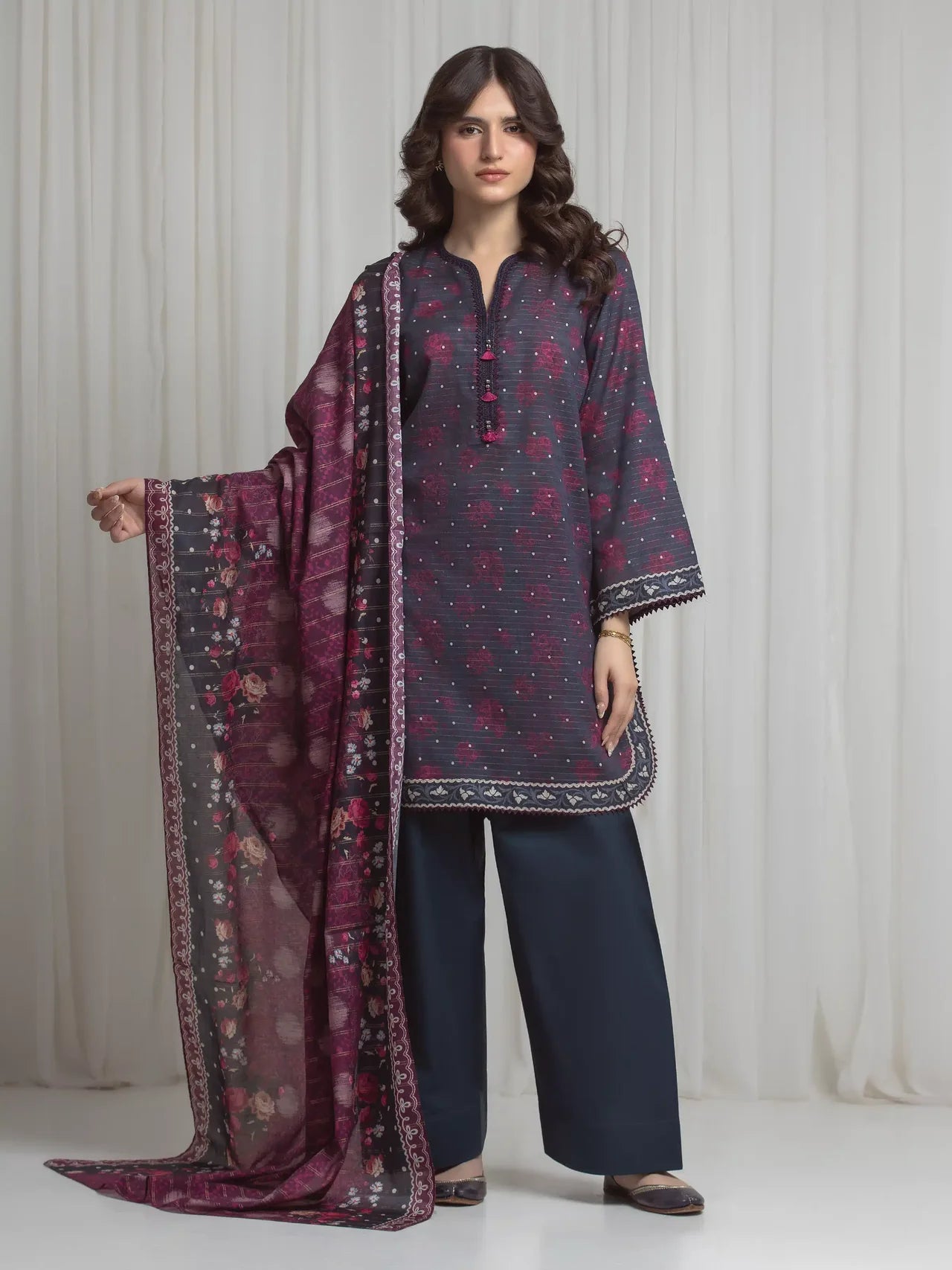 MERAK ZARI | Unstitched 3PC lawn  EWU6M6-086-3P