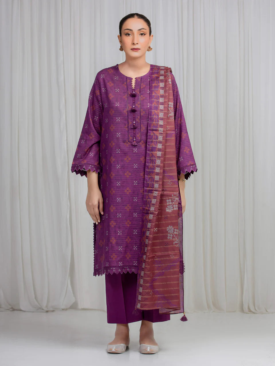 MERAK ZARI | Unstitched 3PC lawn  EWU6M6-089-3P