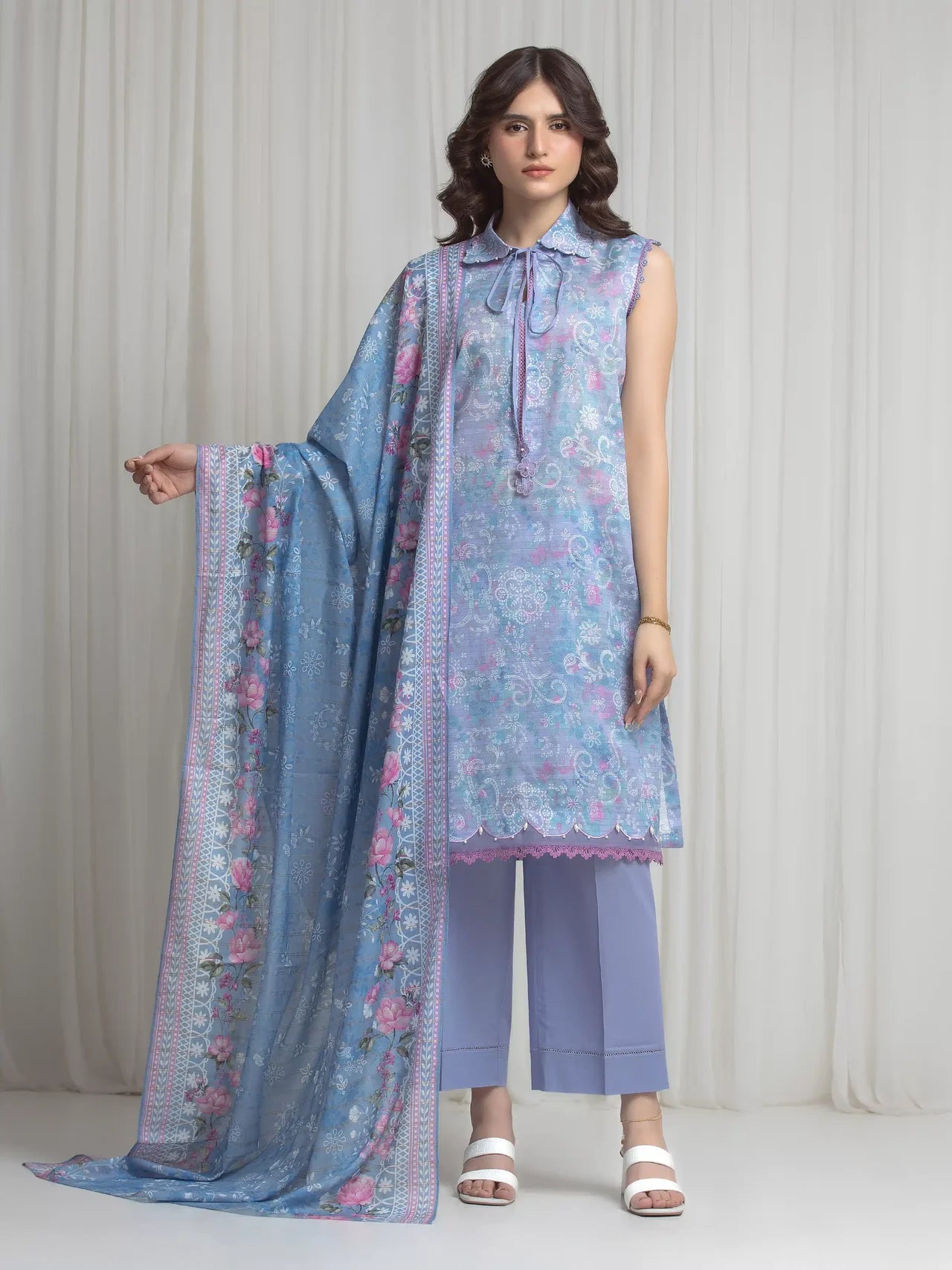 MERAK ZARI | Unstitched 3PC lawn  EWU6M6-095-3P