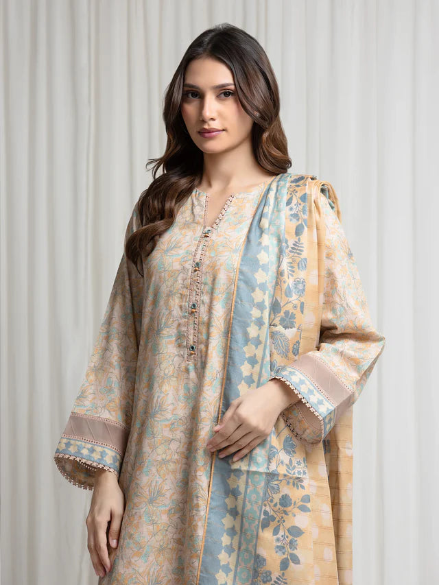 MERAK ZARI | Unstitched 3PC lawn EWU6M6-102-3PC