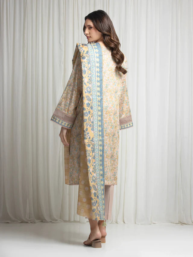 MERAK ZARI | Unstitched 3PC lawn EWU6M6-102-3PC