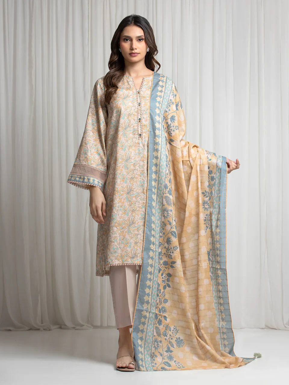 MERAK ZARI | Unstitched 3PC lawn EWU6M6-102-3PC