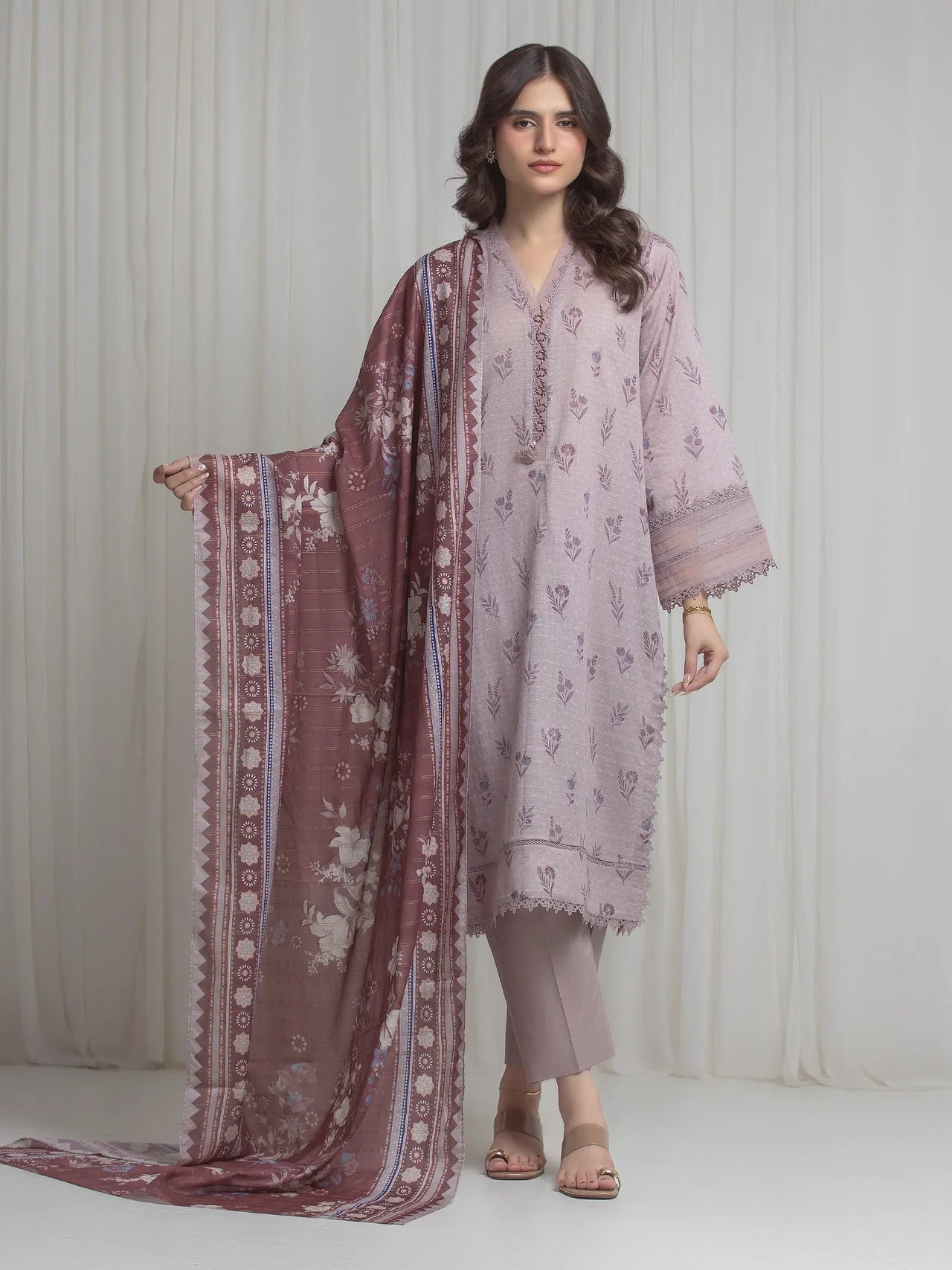 MERAK ZARI | Unstitched 3PC lawn  EWU6M6-106-3P