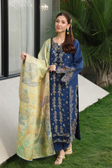 Premium Embroidered Mina 3PC Unstitched Lawn By Rang Rasiya
