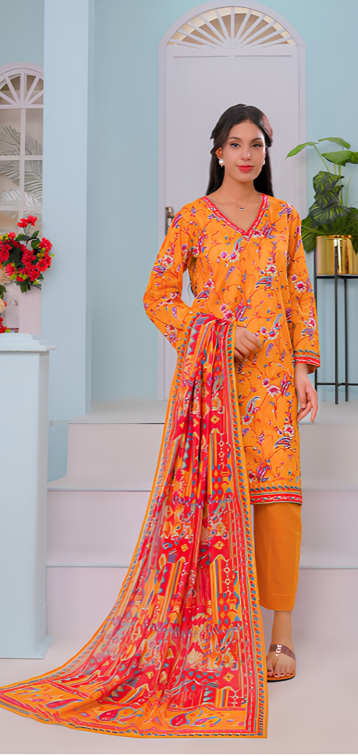 Mizaj Falak| Unstitched 3PC Premium Lawn #7
