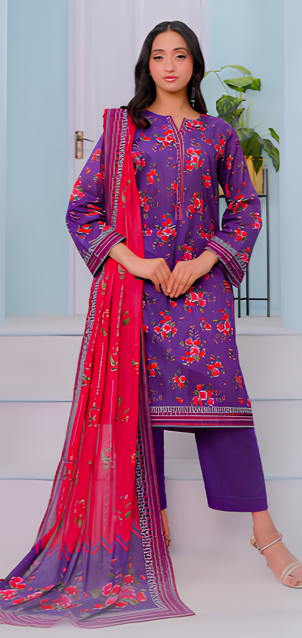 Mizaj Falak| Unstitched 3PC Premium Lawn #9