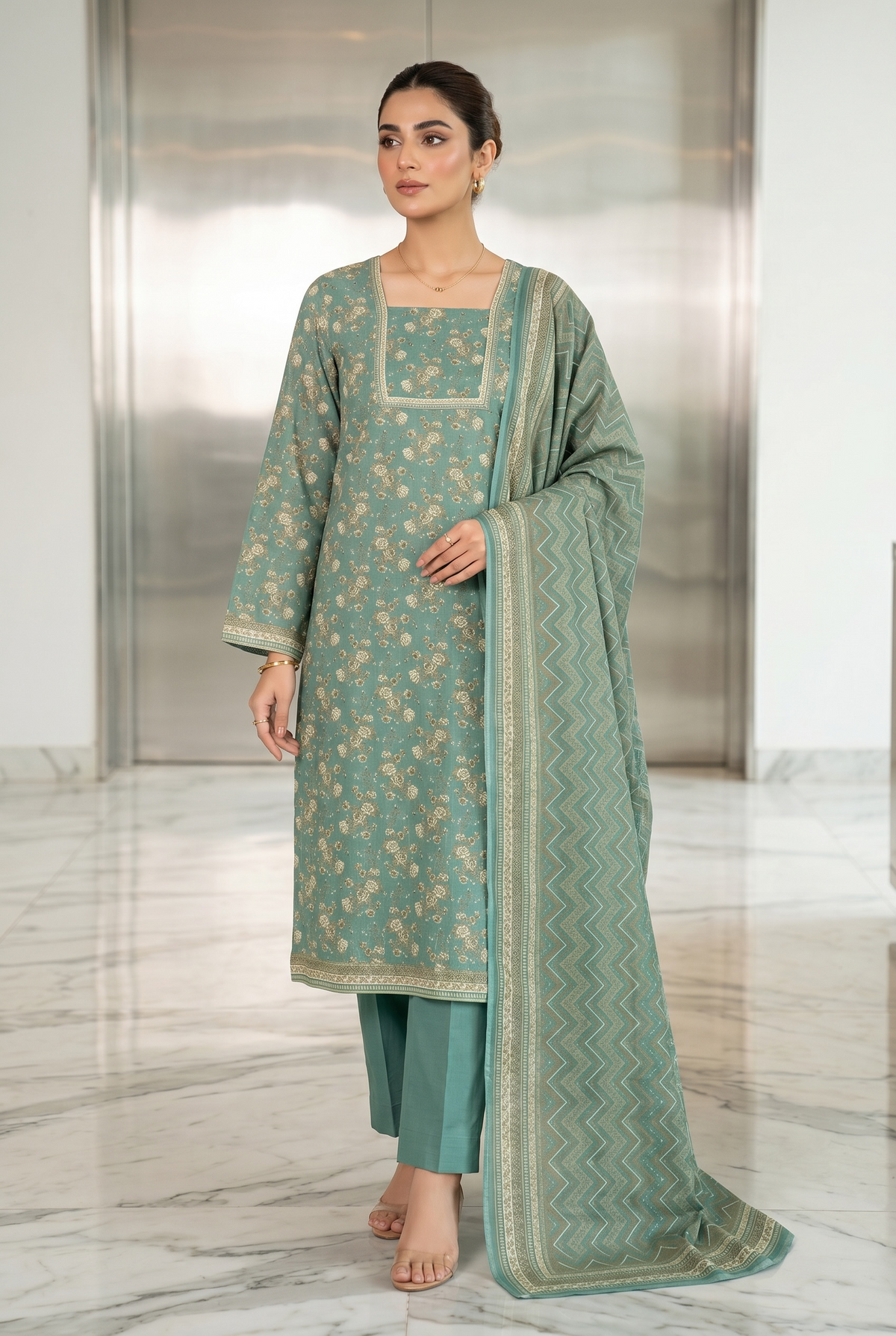 Original Stitched Binsaeed 3PC Printed Lawn Article 31