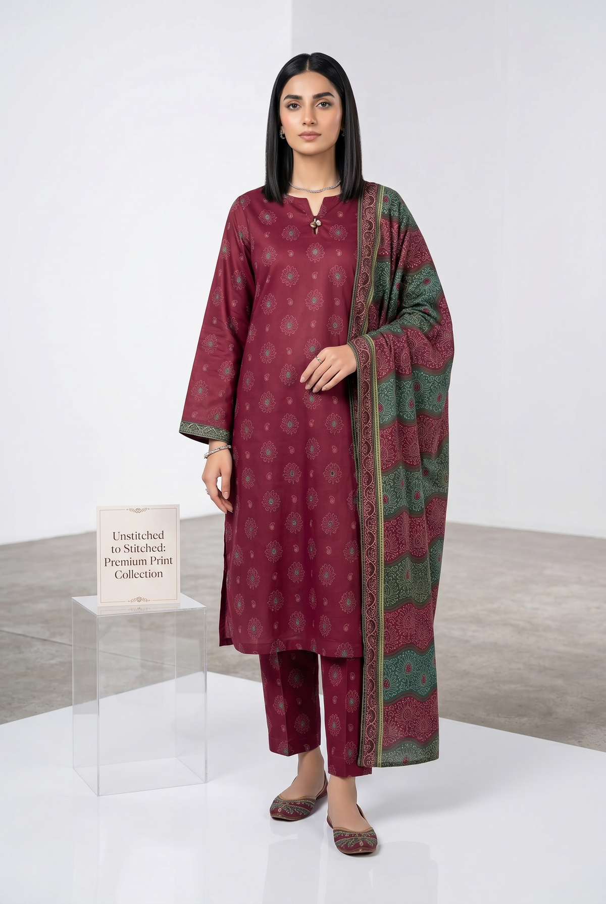 Original Stitched Binsaeed 3PC Printed Lawn Article 20