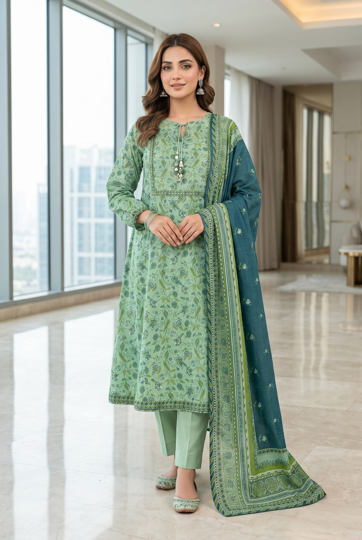 Original Stitched Binsaeed 3PC Printed Lawn Frock Article 1