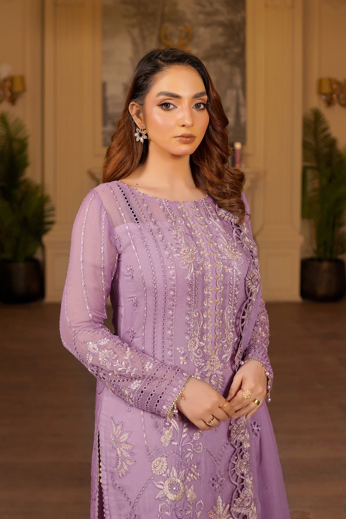 Luxury Embroidered Chiffon Unstitched 3PC Suit By Maryams