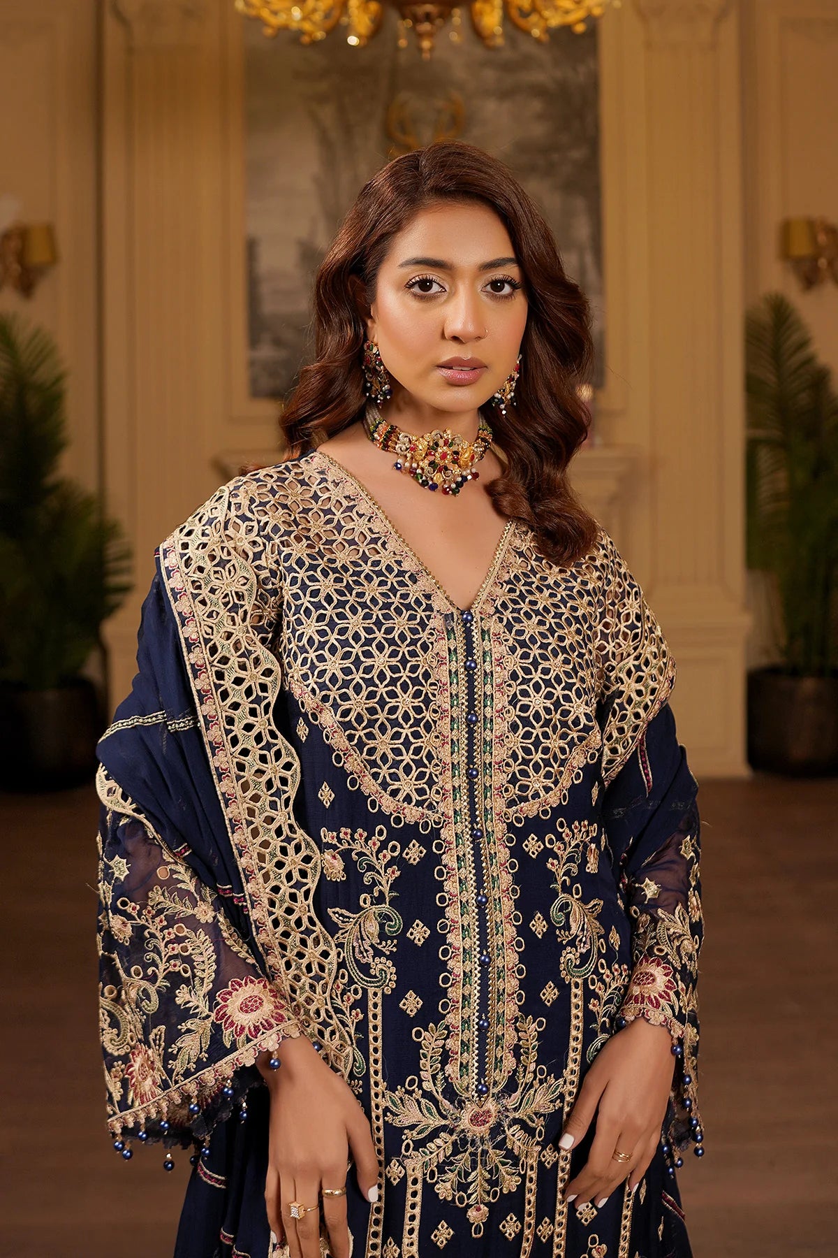 Luxury Embroidered Chiffon Unstitched 3PC Suit By Maryams