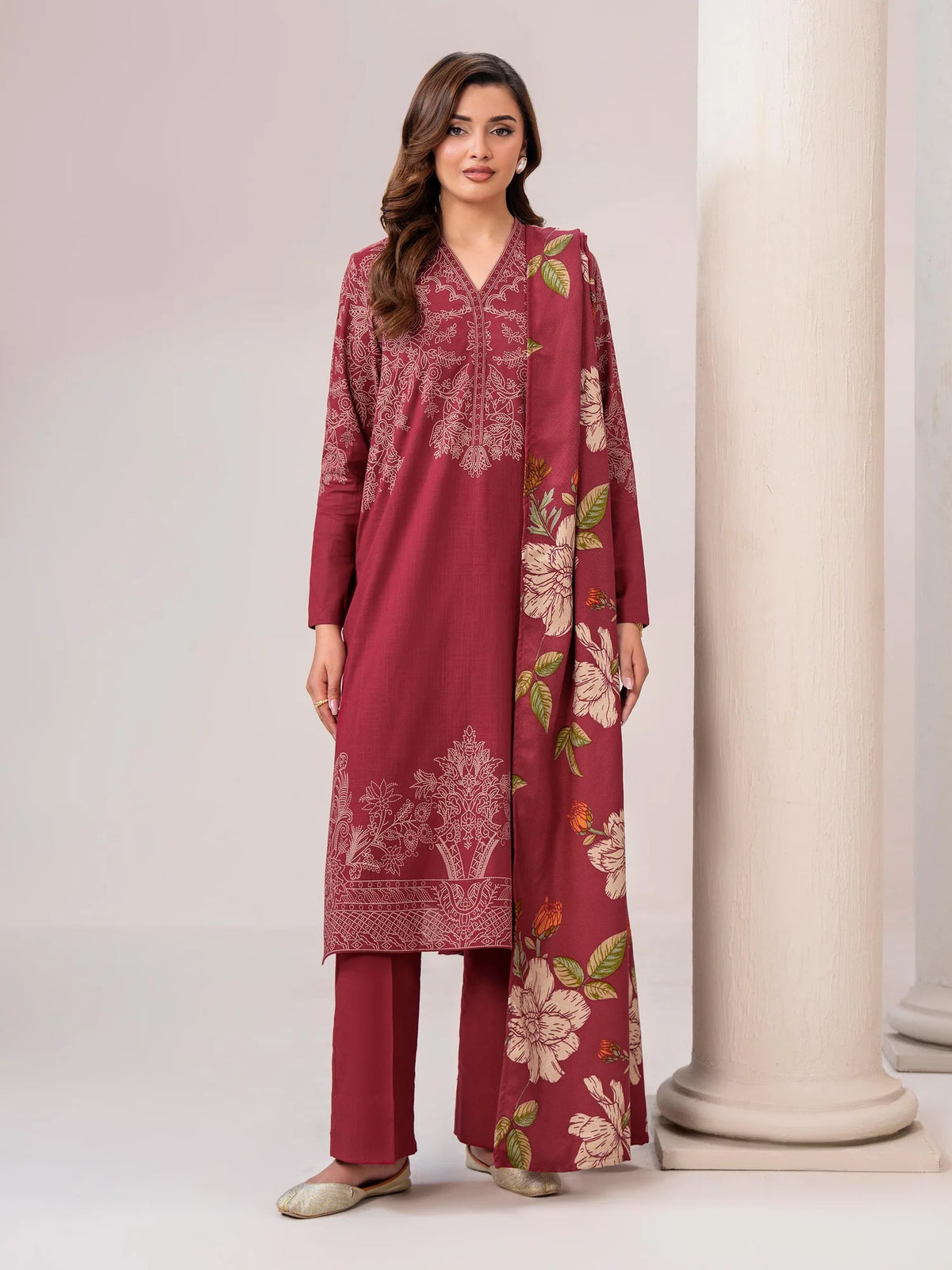 Limelight Unstitched 2PC Slub Khadddar Shirt & Texture Shawl  (U4613SD-2PC-565)