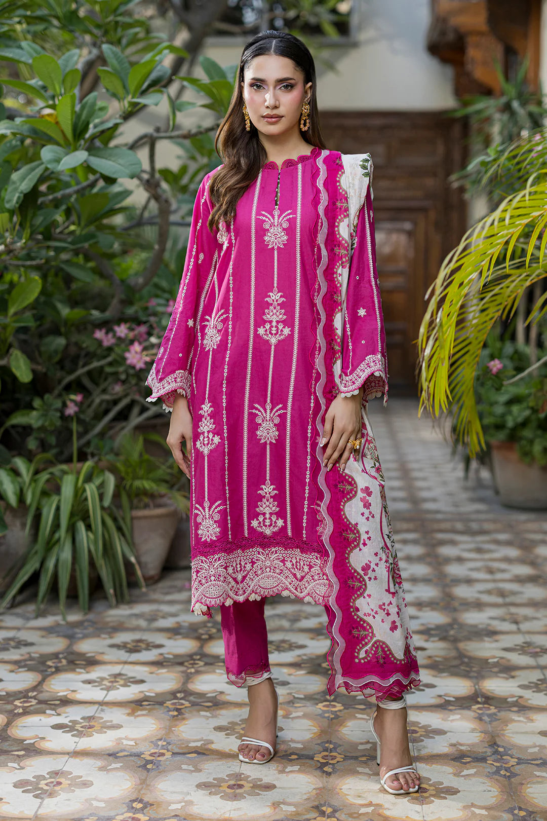 ZELLBURY | ChikanKari 3PC Embroidered Shirt Shalwar Dupatta