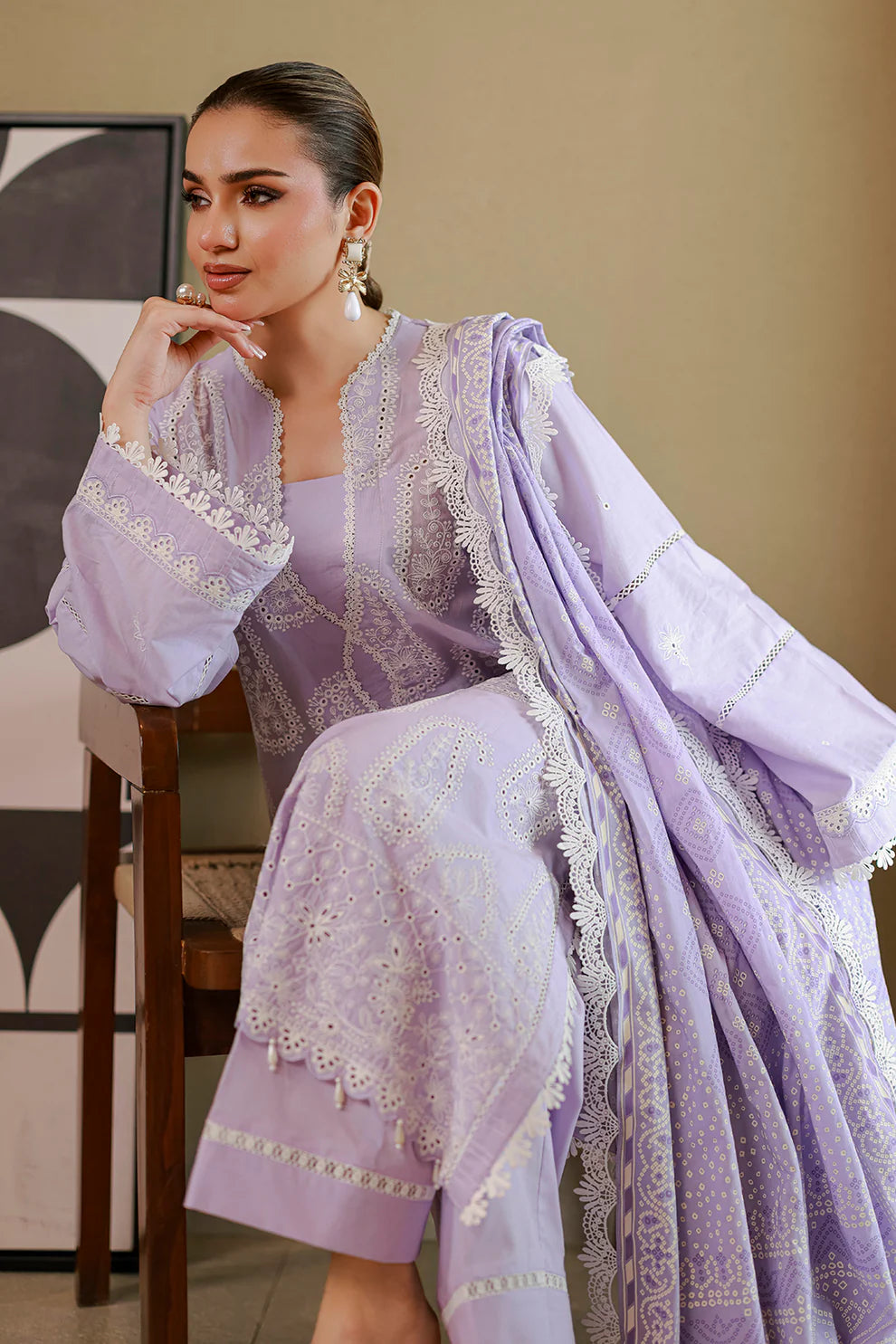 ZELLBURY ChikanKari Embroidered Shirt Shalwar Dupatta 3PC 4059