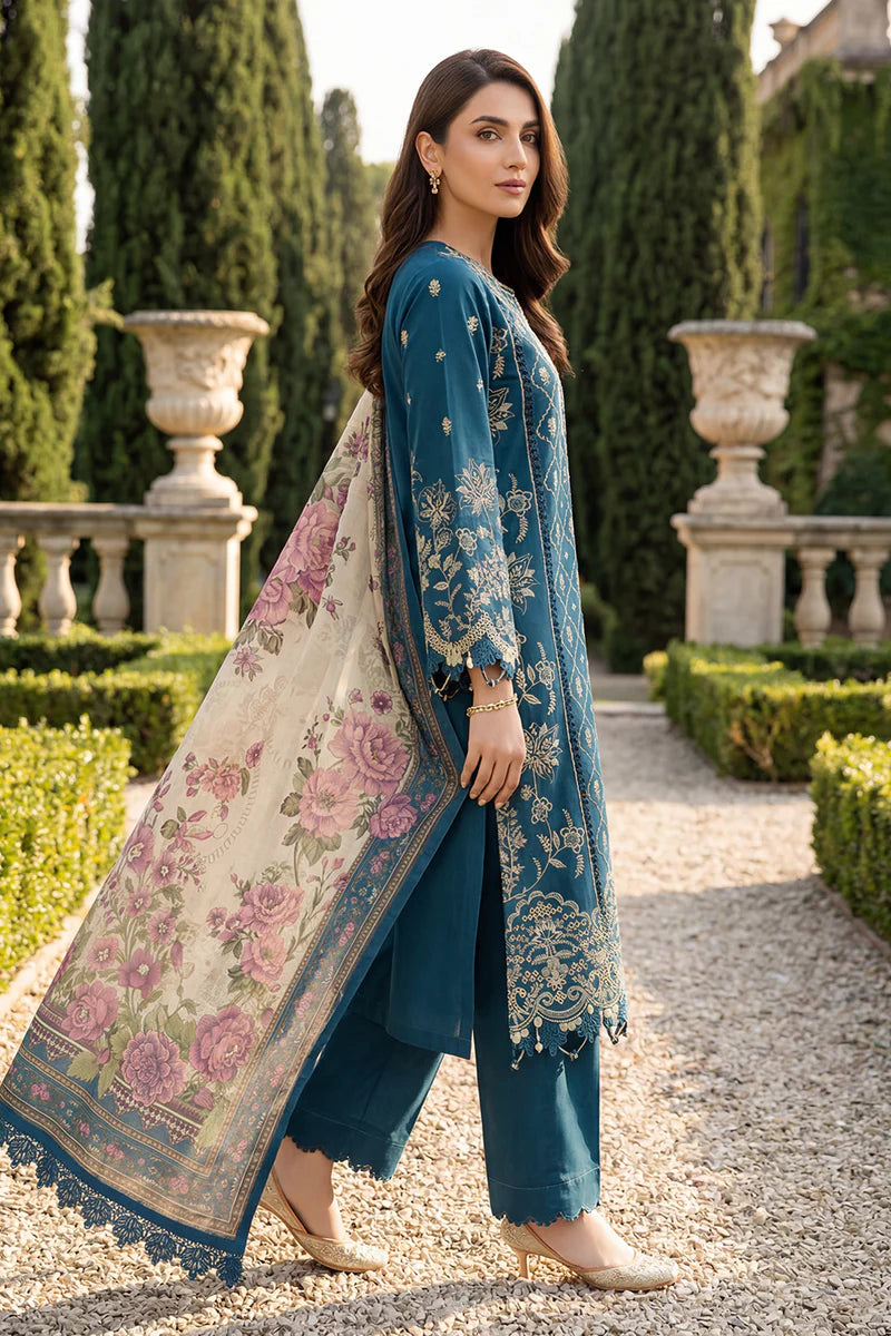 ZELLBURY | ChikanKari 3PC Embroidered Shirt Shalwar Dupatta