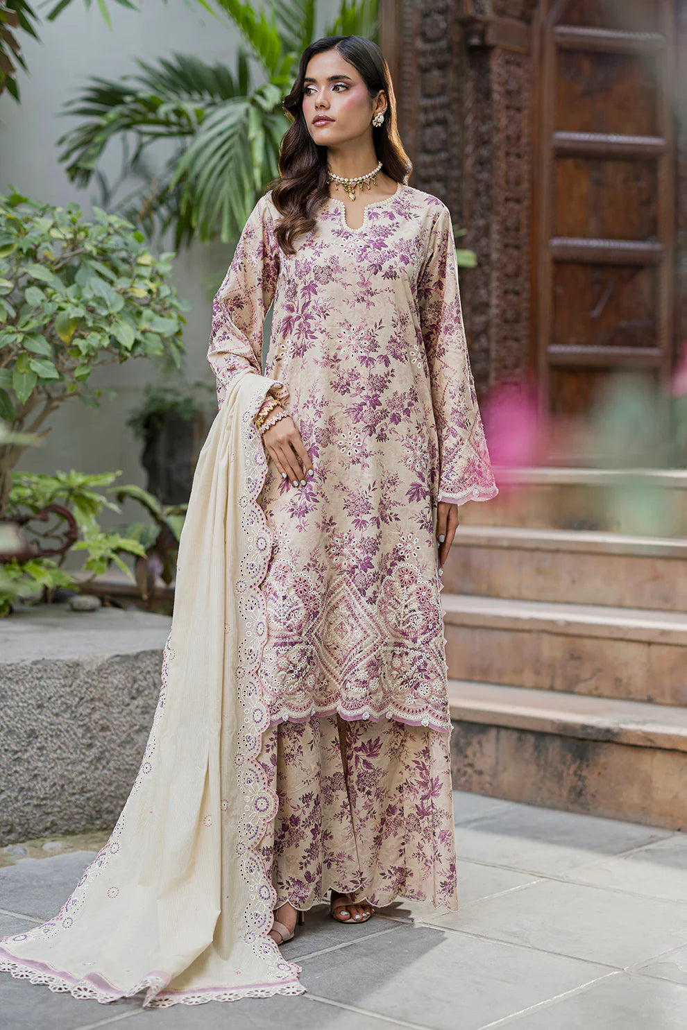 ZELLBURY ChikanKari Embroidered Shirt Shalwar Dupatta 3PC 4064