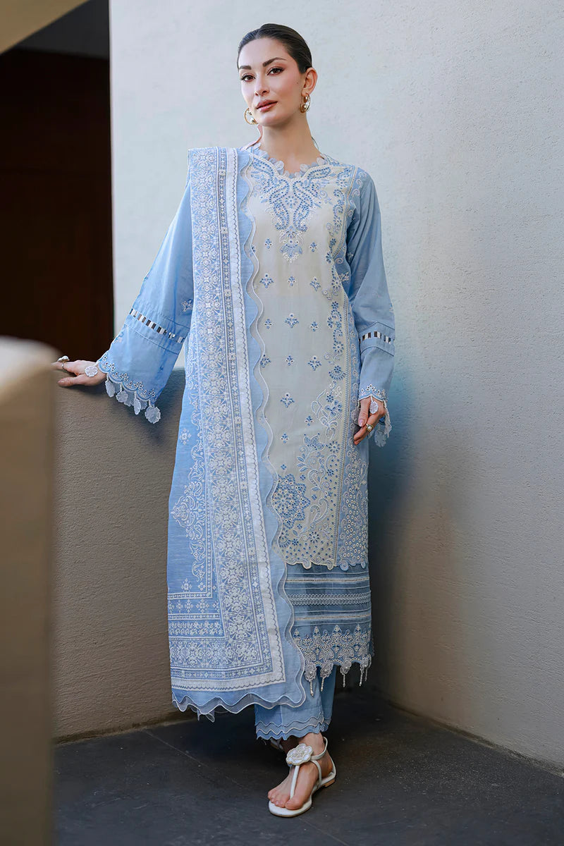 ZELLBURY | ChikanKari 3PC Embroidered Shirt Shalwar Dupatta