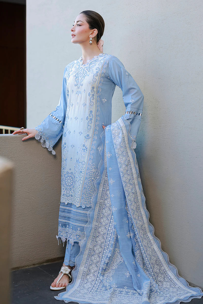 ZELLBURY | ChikanKari 3PC Embroidered Shirt Shalwar Dupatta