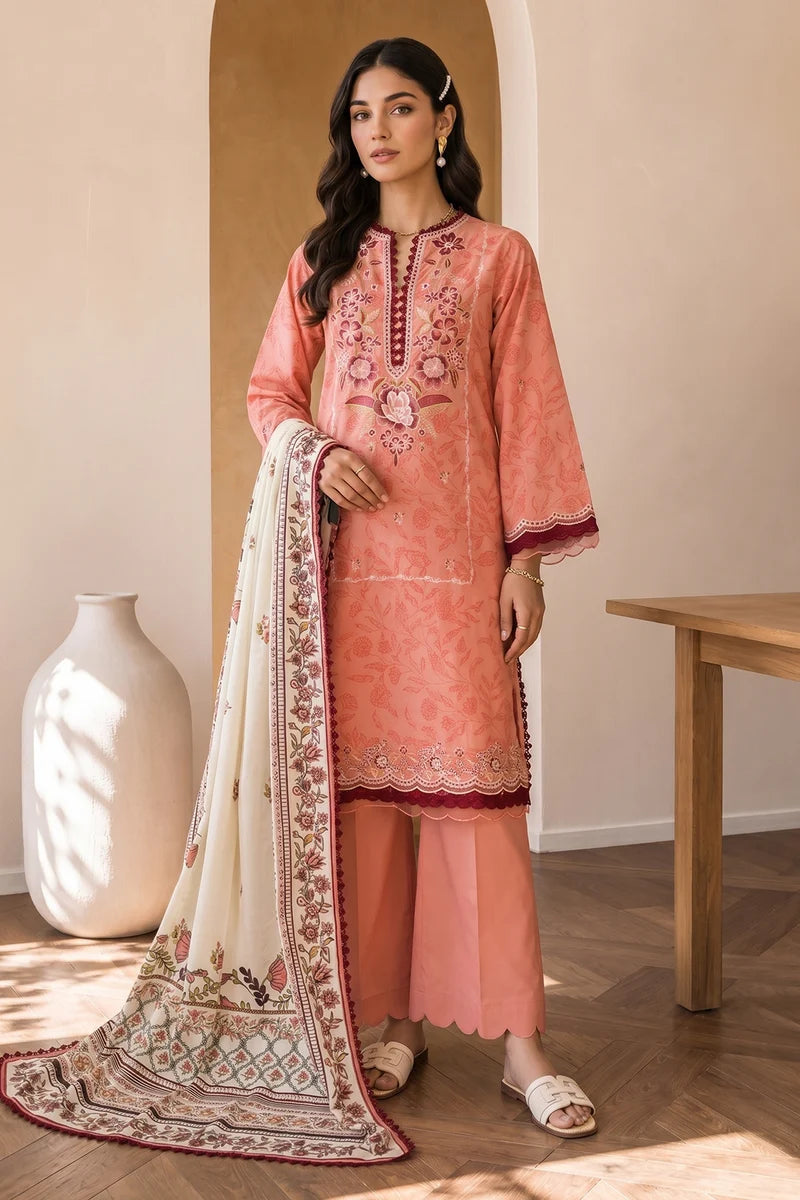 ZELLBURY | Embroidered Cotton 3PC 0055