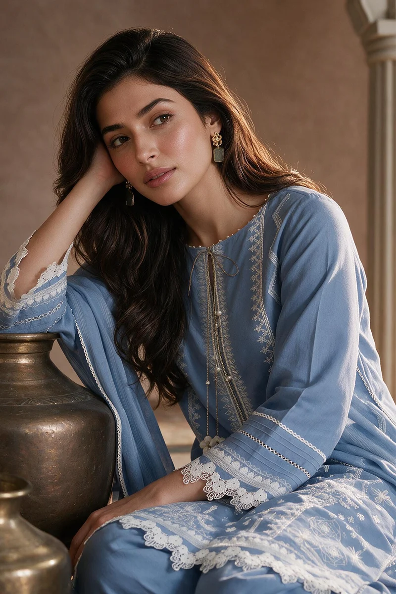 ZELLBURY | Embroidered Cotton 3PC 0062