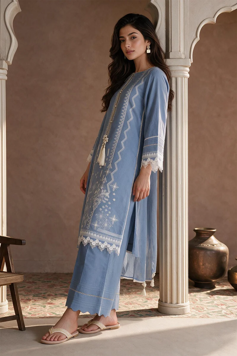 ZELLBURY | Embroidered Cotton 3PC 0062